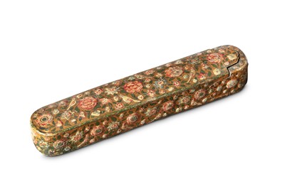 Lot 280 - A SMALL LACQUERED PAPIER-MÂCHÉ PEN CASE...