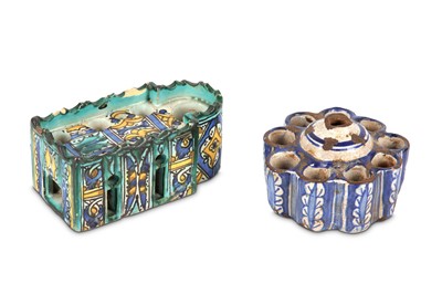 Lot 117 - TWO POTTERY INKWELLS Morocco, 19th century ...