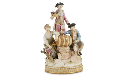 Lot 156 - A MEISSEN PORCELAIN FIGURE GROUP OF VINTNERS,...