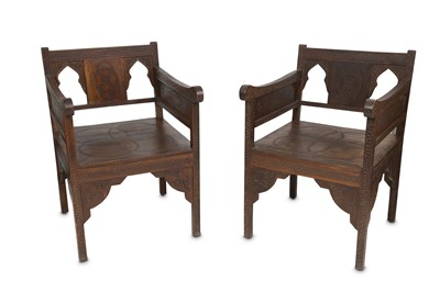 Lot 98 - TWO WOODEN CHAIRS Possibly Ottoman Syria or...