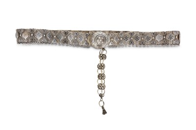 Lot 96 - A CAUCASIAN NIELLO AND SILVER BELT Ottoman...
