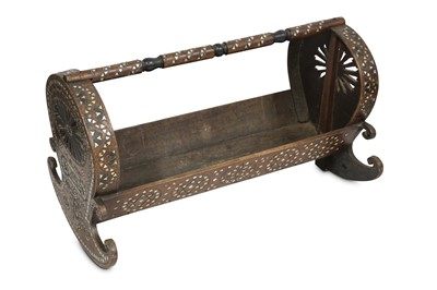 Lot 101 - A HARDWOOD MOTHER-OF-PEARL AND SILVER...