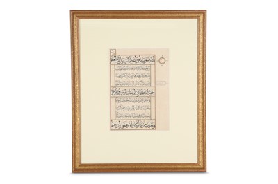 Lot 33 - A LOOSE QUR'ANIC FOLIO Possibly Egypt or Syria,...