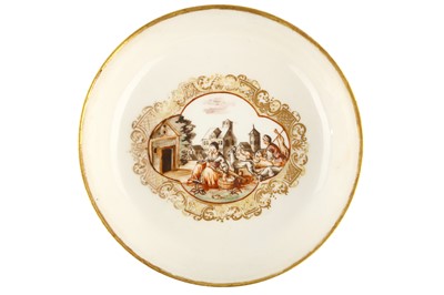 Lot 36 - A MEISSEN HAUSMALER SAUCER, circa 1740,...