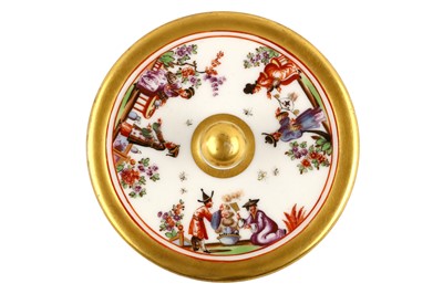Lot 16 - A MEISSEN COVER, circa 1740, painted with...