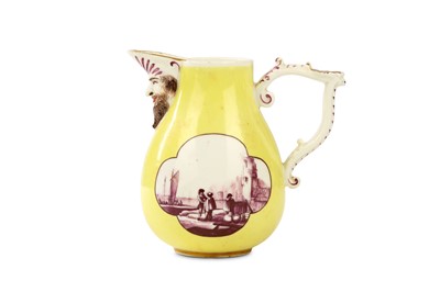 Lot 33 - A MEISSEN YELLOW-GROUND MILK JUG, circa 1740,...
