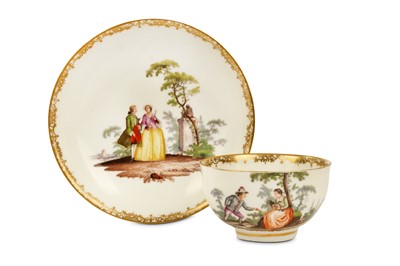 Lot 83 - A MEISSEN TEACUP AND SAUCER, circa 1750,...