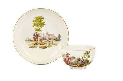 Lot 84 - A MEISSEN TEACUP AND SAUCER, circa 1750, both...