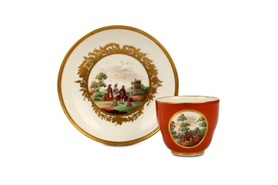 Lot 138 - A CONTINENTAL CORAL-RED GROUND PORCELAIN...