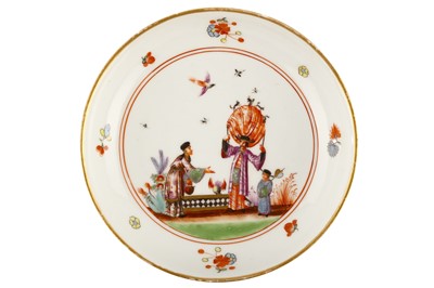 Lot 15 - A MEISSEN SAUCER, circa 1735-40, decorated...