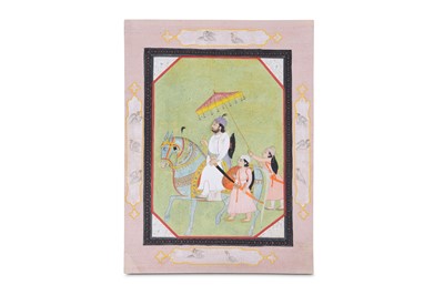 Lot 226 - A PORTRAIT OF A RAJA ON HORSEBACK Punjabi...