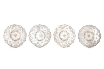 Lot 182 - FOUR SILVER DESSERT DISHES  Iran, early 20th...