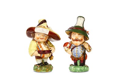 Lot 112 - A PAIR OF DERBY PORCELAIN FIGURES OF MANSION...