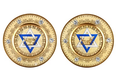 Lot 134 - A LARGE AND RARE PAIR OF JUDAIC PORCELAIN...