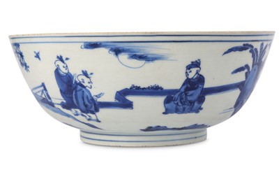 Lot 304 - A CHINESE BLUE AND WHITE ‘BOYS’ BOWL. 17th...
