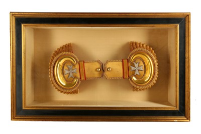 Lot 10 - Pair of Order of Malta epaulettes in display...