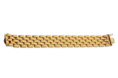Lot 342 - A polished brick-link bracelet, the...