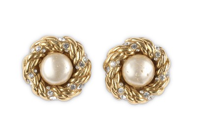 Lot 206 - Chanel Pearl and Rope Twist Earrings, c. 1994,...