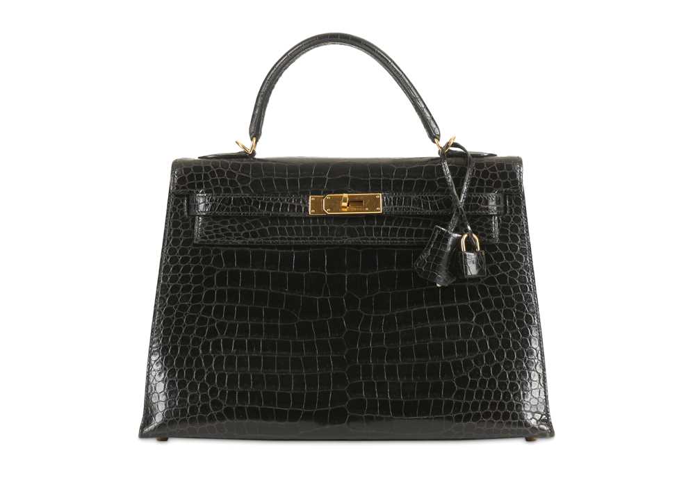 Lot 244 - Hermes Black Porosus Crocodile Kelly 32, c....