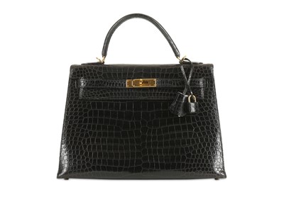 Lot 244 - Hermes Black Porosus Crocodile Kelly 32, c....
