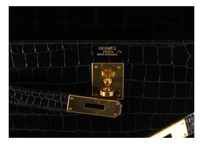 Lot 244 - Hermes Black Porosus Crocodile Kelly 32, c....