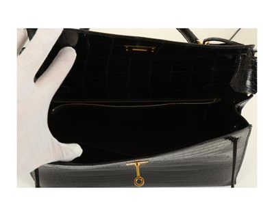 Lot 244 - Hermes Black Porosus Crocodile Kelly 32, c....