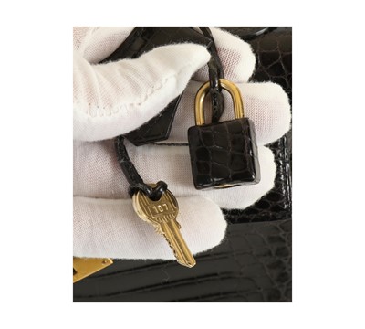 Lot 244 - Hermes Black Porosus Crocodile Kelly 32, c....