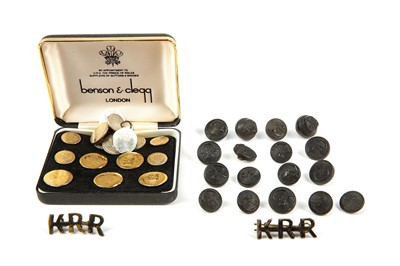 Lot 14 - Boxed set of gilt brass King's Royal Rifle...