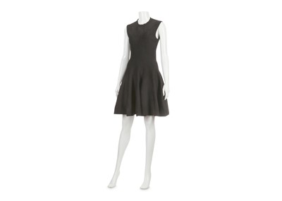 Lot 257 - Alaia Black Wool Velour Fit and Flare Dress,...