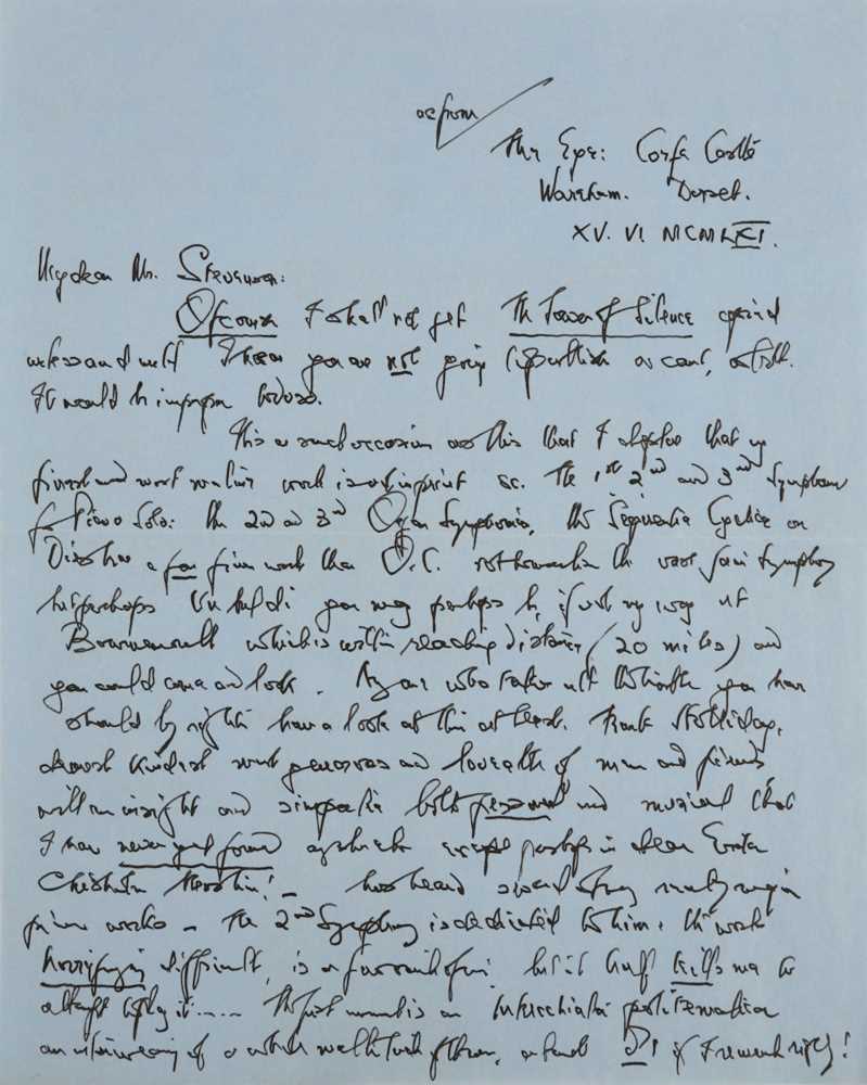 Lot 168 - Sorabji (Kaikhosru Shapurji) Autograph letter...