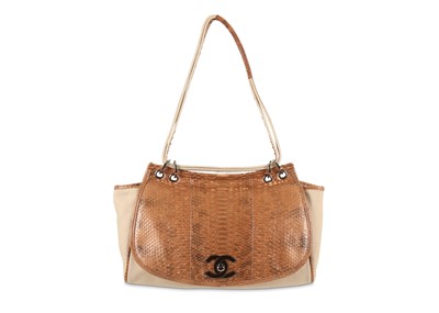 Lot 180 - Chanel Python Canvas Shoulder Bag, c. 2003-04,...