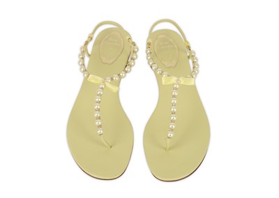 Lot 472 - Rene Caovilla Yellow Strass Border Sandals,...