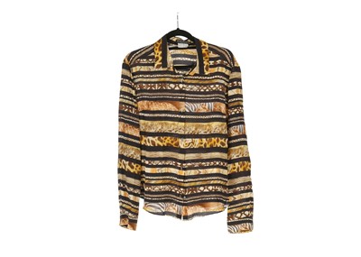 Lot 477 - Salvatore Ferragamo Silk Shirt, animal print...