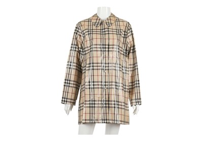 Lot 321 - Burberry PVC Haymarket Check Coat, silver tone...