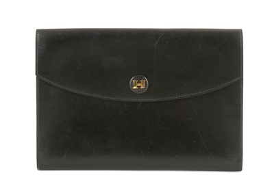 Lot 59 - Hermes Black Box Calf Rio Clutch, c. 1994,...