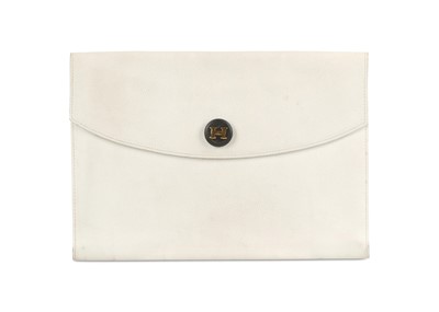 Lot 57 - Hermes White Epsom Rio Clutch, c. 1994, wood...