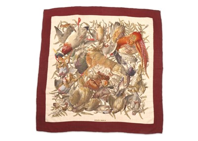 Lot 173 - Hermes 'Gibiers' Cashmere Silk Scarf, designed...
