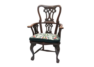 Lot 672 - A Georgian Cuban mahogany open armchair, with...