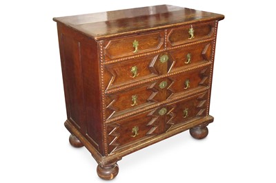 Lot 686 - A 17th Century oak chest of two short over...