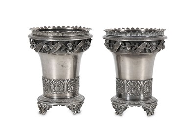 Lot 181 - A PAIR OF IZMIR SILVER SPOON WARMERS  Ottoman...