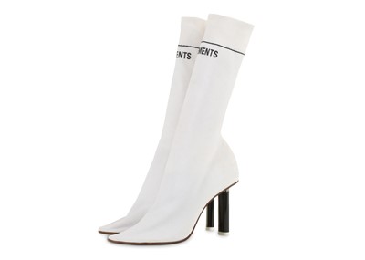 Lot 338 - Vetements White Lighter Heel Sock Boot, c....