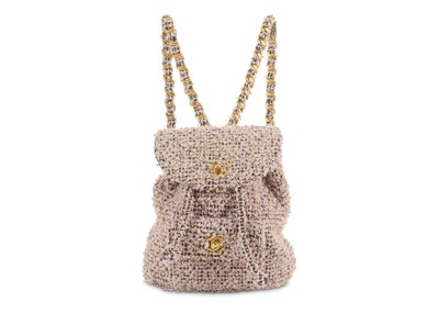 Lot 4 - Chanel Lilac Tweed Mini Backpack, drawstring...