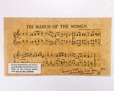 Lot 169 - Suffragette Anthem.- Ethel Smyth Proof music...
