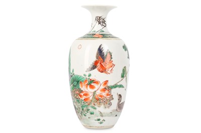 Lot 350 - A CHINESE WUCAI 'LOTUS POND' VASE. Qing...