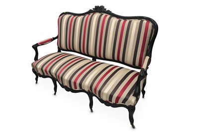 Lot 688 - A 19th century three seat canape with carved...