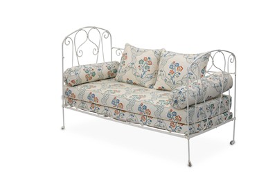 Lot 690 - A white painted cast iron single bed frame...