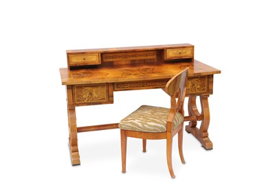 Lot 698 - A Beidermeier style walnut veneered...