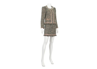 Lot 290 - Moschino Cheap and Chic Green Tweed Skirt Suit,...