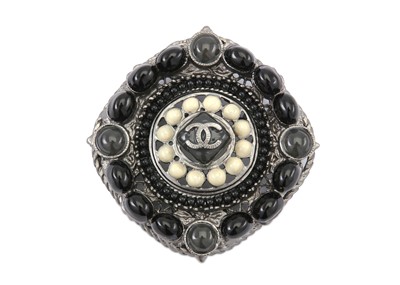 Lot 61 - Chanel Beaded Brooch, c. 2011, black, grey and...