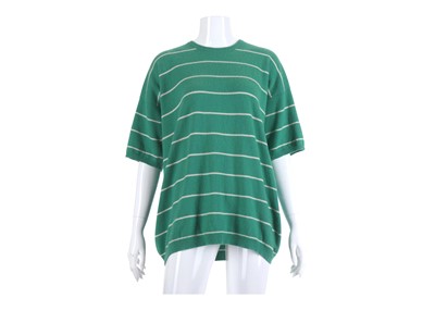 Lot 401 - Chanel Green and White Striped Cashmere Top,...